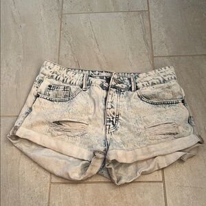 Amuse Society Blue Jean Shorts High-Waisted Distressed